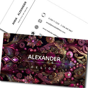 Iridescent Crystal Gemstones,Fuchsia,Pink,Bronze, Business Card