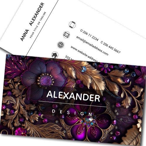 Iridescent Crystal Gemstones FuchsiaPinkPurple Business Card