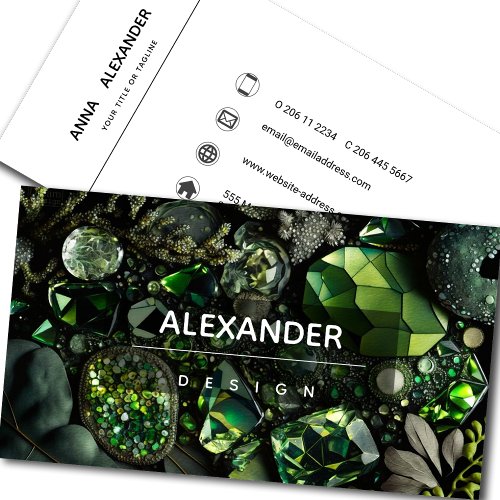 Iridescent Crystal Gemstones GreenMoss Business Card
