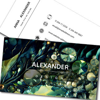 Iridescent Crystal Gemstones, Green,Moss,Teal Business Card