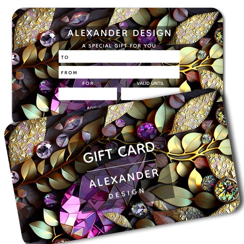 Iridescent Crystal Gemstones PinkFuchsiaGold Business Card