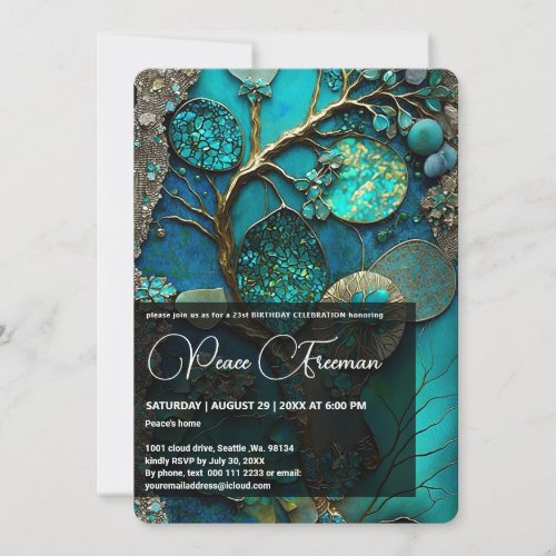 Iridescent Crystal GemstonesTurquoise Invitation