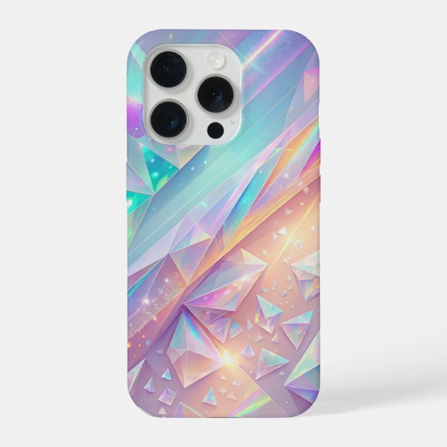  Iridescent Crystal Geometric Facets iPhone Case (Back)