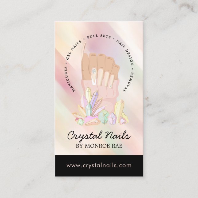 Iridescent Crystal Nail Salon - Nail Technician Bu Business Card (Front)