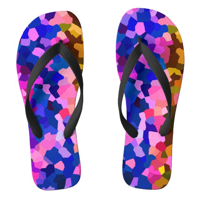 Iridescent Crystalline Abstract Pattern Flip Flops (Footbed)