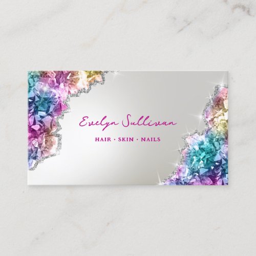 Iridescent crystals faux foil business card