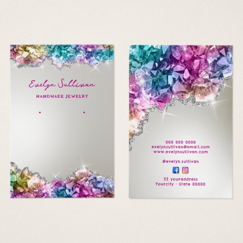 Iridescent crystals faux foil jewelry display card