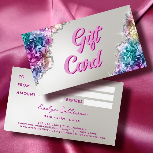 Iridescent crystals gift card