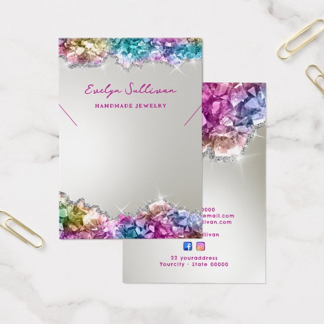 Iridescent crystals necklace display card (Office)