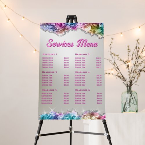 Iridescent Crystals Price List Foam Board