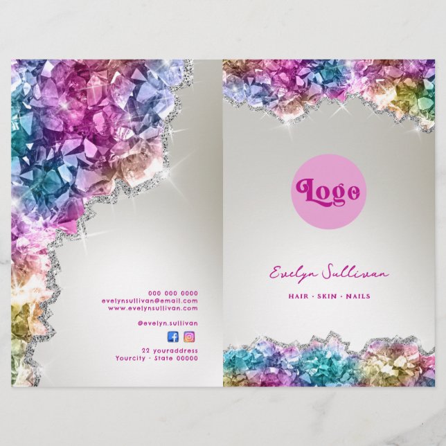 Iridescent crystals service menu brochure (Front)