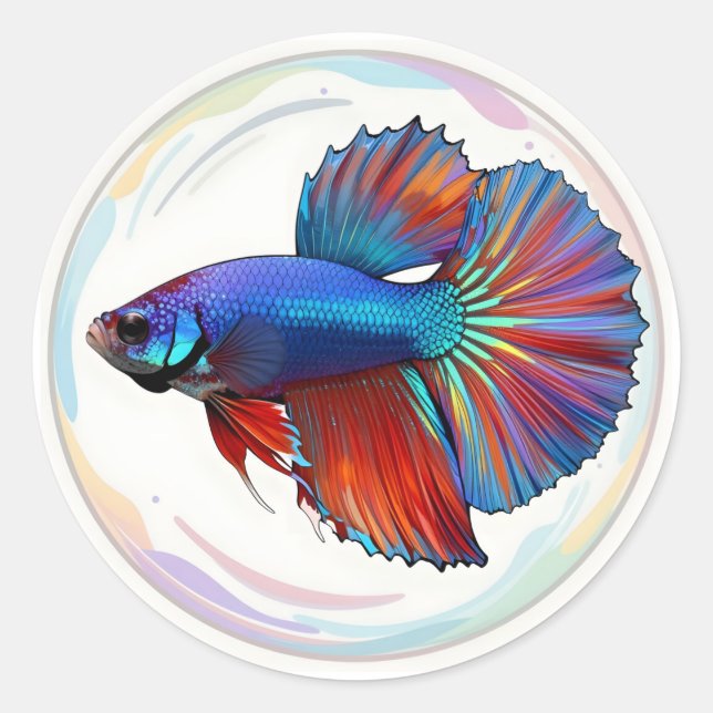 Iridescent Current – Betta Fish Art Classic Round  Sticker (Front)