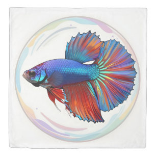 Iridescent Current – Betta Fish Art Duvet Cover