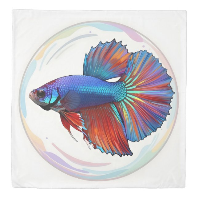 Iridescent Current – Betta Fish Art Duvet Cover (Front)