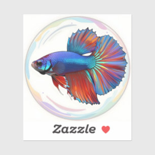Iridescent Current – Betta Fish Art Square Vinyl Sticker