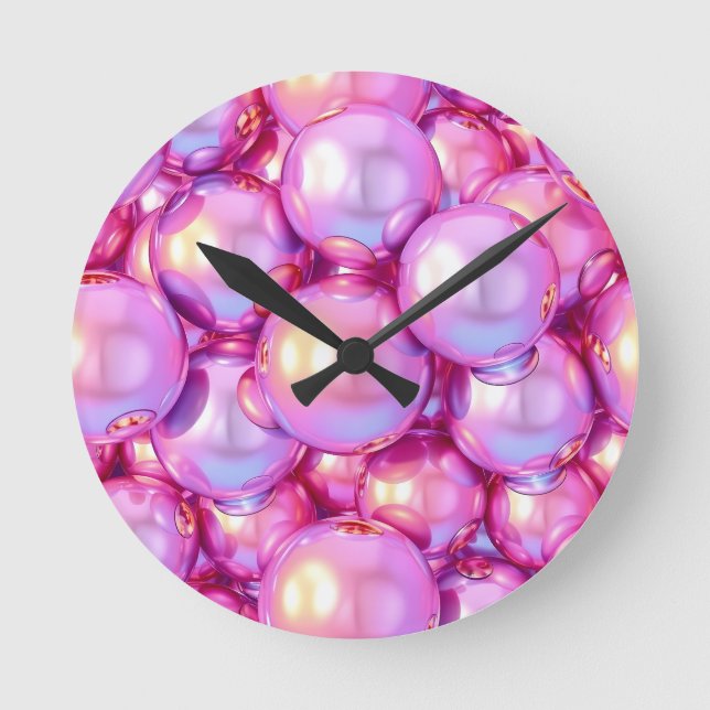 Iridescent Cyber-Bubbles Y2K Clock (Front)