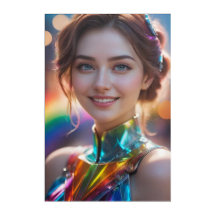 Iridescent Cyberpunk Muse   Prismatic Portrait