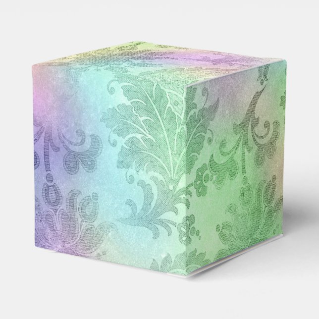 Iridescent Damask Favor Boxes (Back Side)