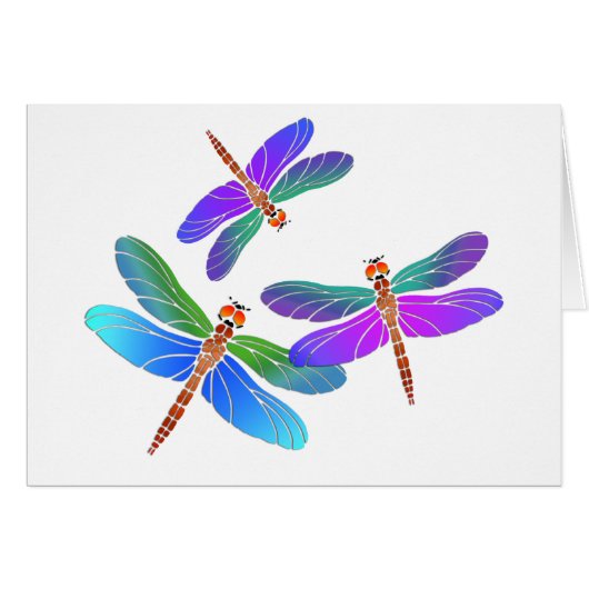 Iridescent Dive Bombing Dragonflies Cards (Front Horizontal)