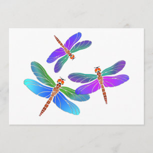 Iridescent Dive Bombing Dragonflies Invitation