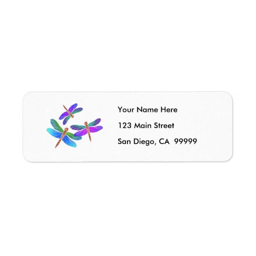 Iridescent Dive Bombing Dragonflies Label
