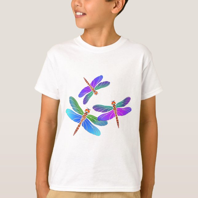 Iridescent Dive Bombing Dragonflies T-Shirt (Front)