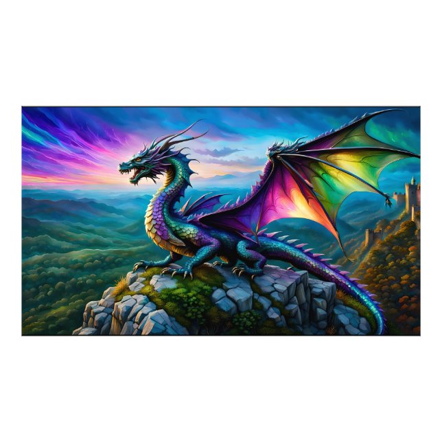 Iridescent Dragon Guards His Land Photo Print (Front)
