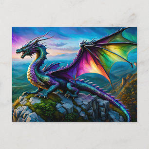 Iridescent Dragon Guards His Land Postcard