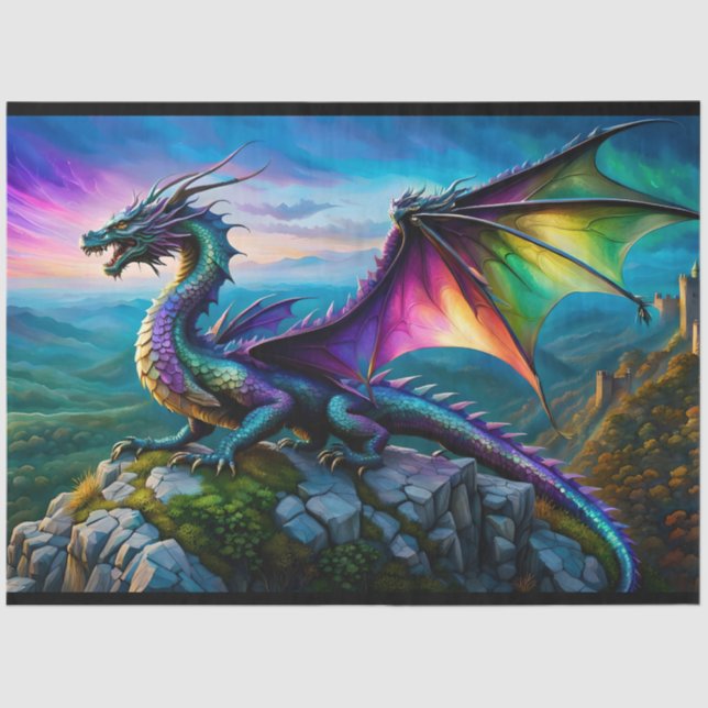 Iridescent Dragon Guards His Land Tissue Paper (Front)