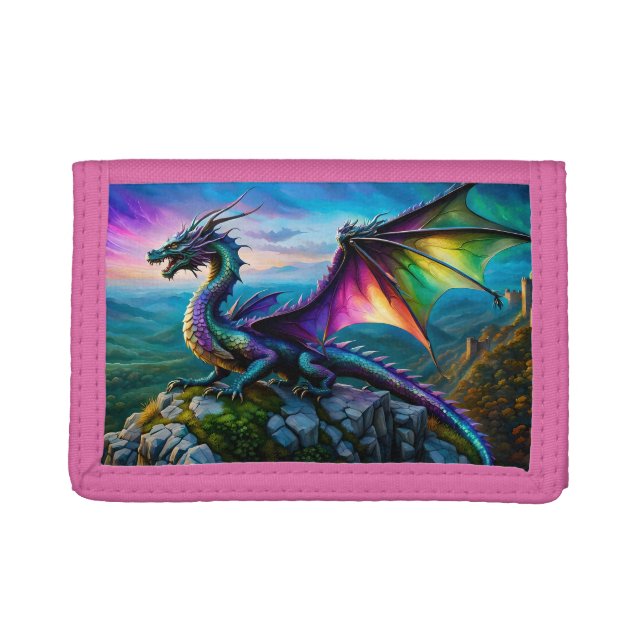 Iridescent Dragon Guards His Land Trifold Wallet (Front)