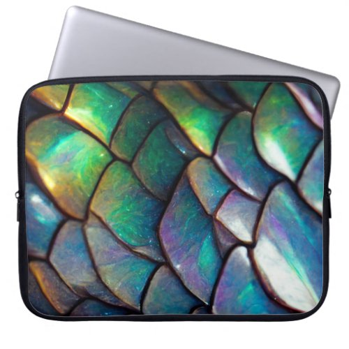 Iridescent dragon scales laptop sleeve