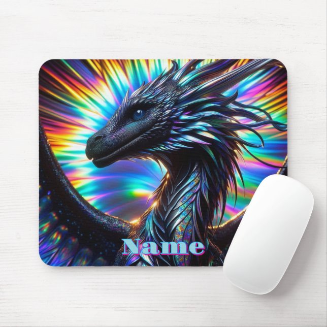  Iridescent Dragon with Vibrant Background Mouse Pad (With Mouse)