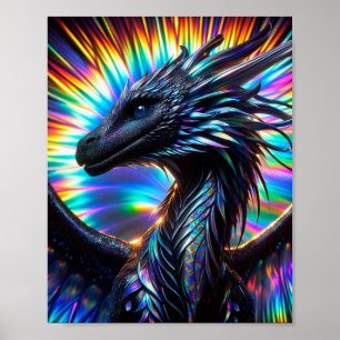 Iridescent Dragon with Vibrant Background Poster