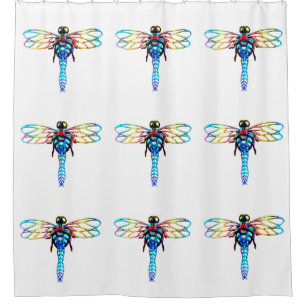 iridescent dragonflies pattern shower curtain