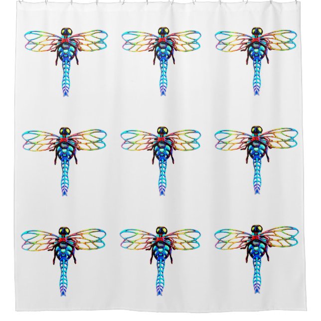 iridescent dragonflies pattern shower curtain (Front)