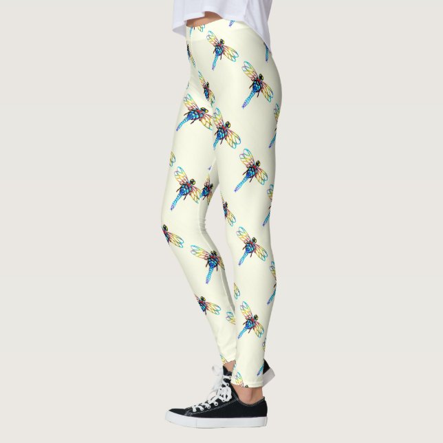 iridescent dragonflies white leggings (Left)