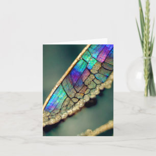 Iridescent dragonfly wing note card
