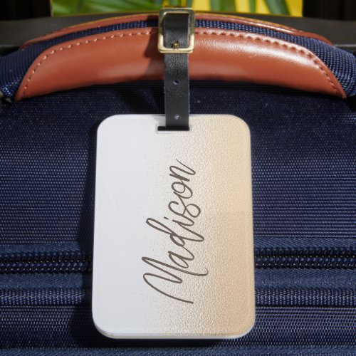 Iridescent Elegant Script Personalized Name Luggage Tag