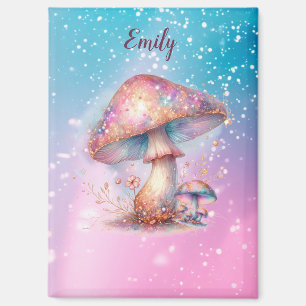 Iridescent Enchanted Fairytale Mushrooms Name Magnet