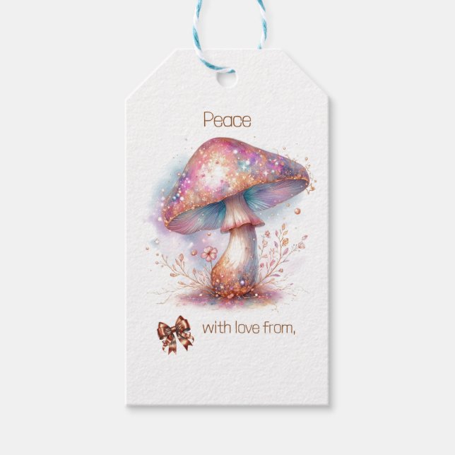 Iridescent Enchanted Garden Mushroom  Gift Tags (Front)
