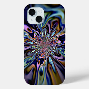 Iridescent Energy Flow Fractal Art iPhone 15 Case