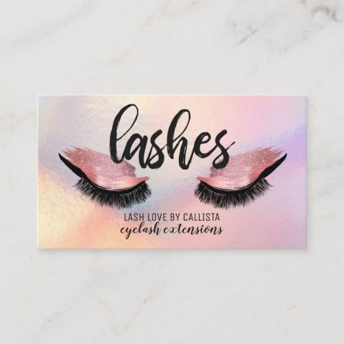 Iridescent Eyelash Pink Glitter Metallic Lashes Business Card