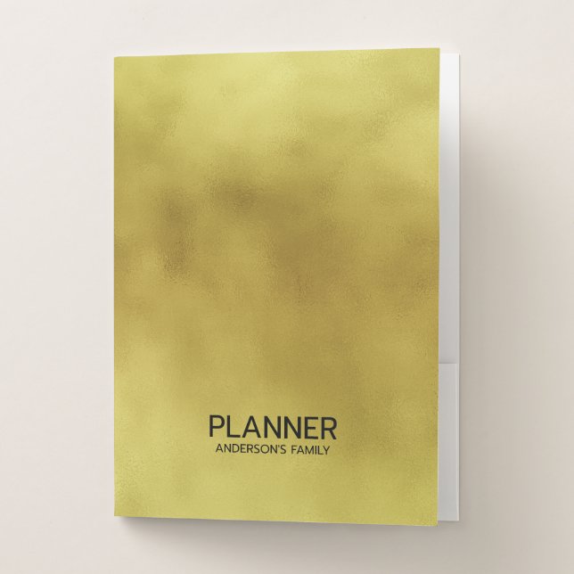 Iridescent faux gold foil background pocket folder (Front)