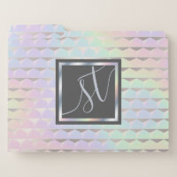 Minimalistic Iridescent Background Modern Monogram File Folder