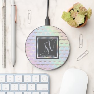 Iridescent Faux Holographic Pattern Monogram