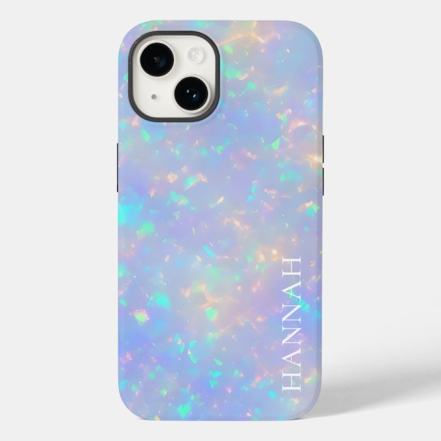Iridescent Faux Opal w/ Customizable Name Case-Mate iPhone Case (Back)