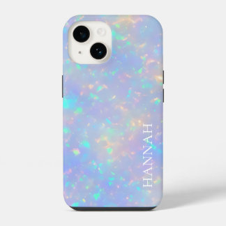 Iridescent Faux Opal w/ Customizable Name iPhone 14 Case