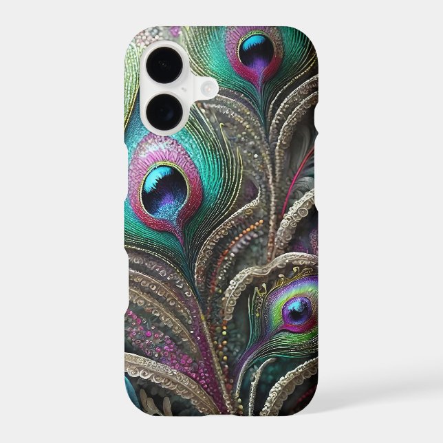 Iridescent Feather Harmony, Brilliant Peacock  iPhone Case (Back)