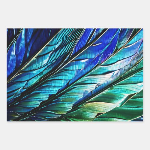 Iridescent Feather Wrapping Paper 