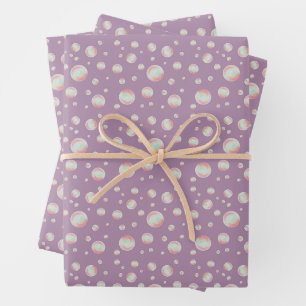 Iridescent Floating Soap Bubbles Pattern Wrapping Paper Sheets
